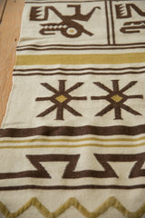 Coffee brown zigzag and dusty gold horizontal stripes on handwoven Moroccan Kilim.