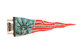 Vintage felt pennant, Statue of Liberty, blue star section, red and cream stripes, 8x25.