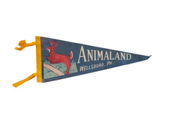 Vintage Animaland Wellsboro PA Felt Flag // ONH Item 10690