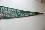 Vintage green felt Grand Canyon of Pennsylvania pennant with distressed white lettering.