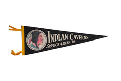 Vintage Indian Caverns Spruce Creek PA Felt Flag // ONH Item 10695