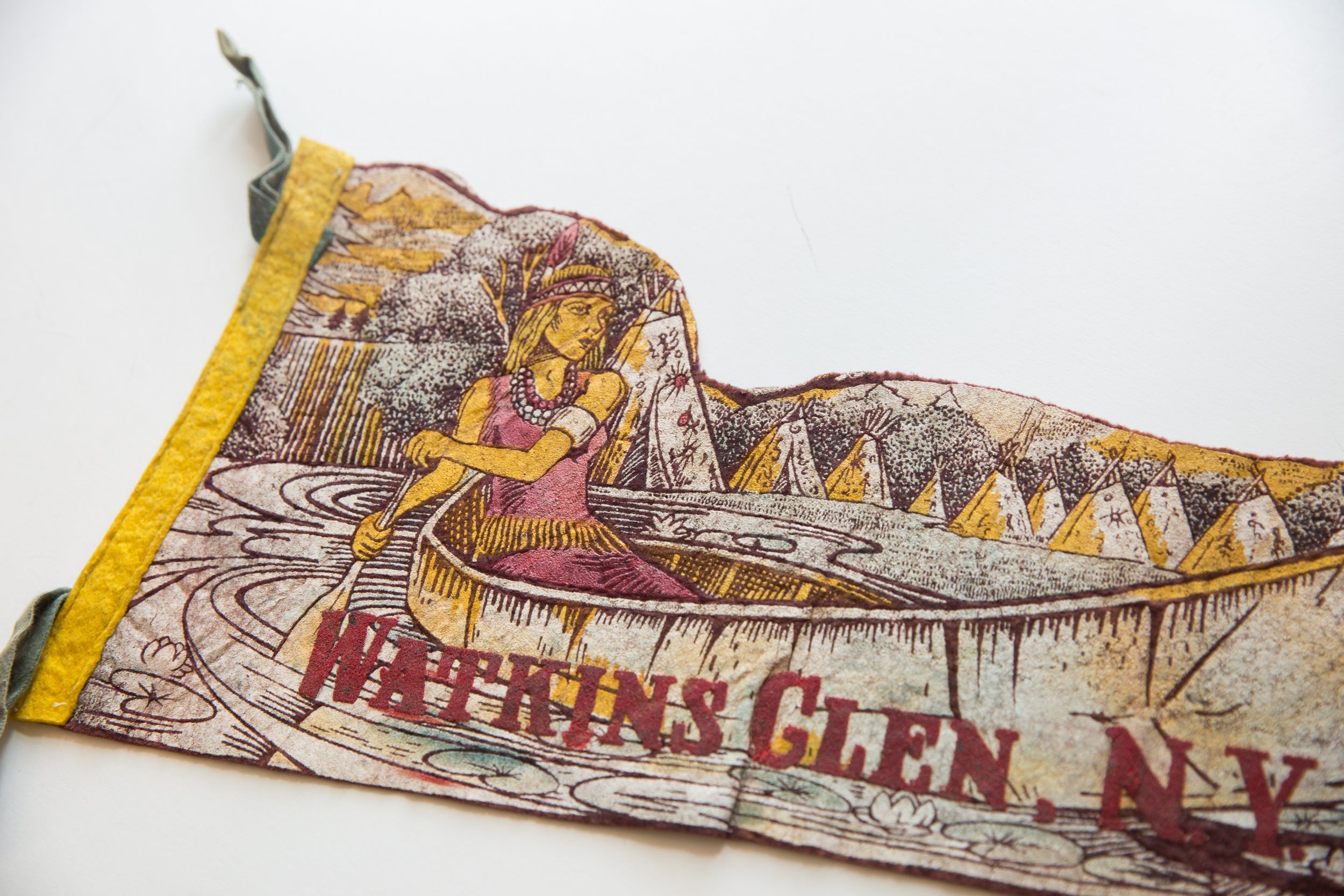 Vintage Watkins Glen NY Felt Flag // ONH Item 10697 Image 1