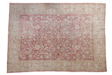 Distressed vintage Turkish Sparta rug, allover faded pink and ivory floral vinery, 7' x 9'10
