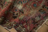 Frayed fringe and textured barber pole border of the vintage Lilihan rug.