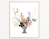 Snoogs & Wilde Art watercolor print, botanical arrangement with muted earthy tones, 12x12.