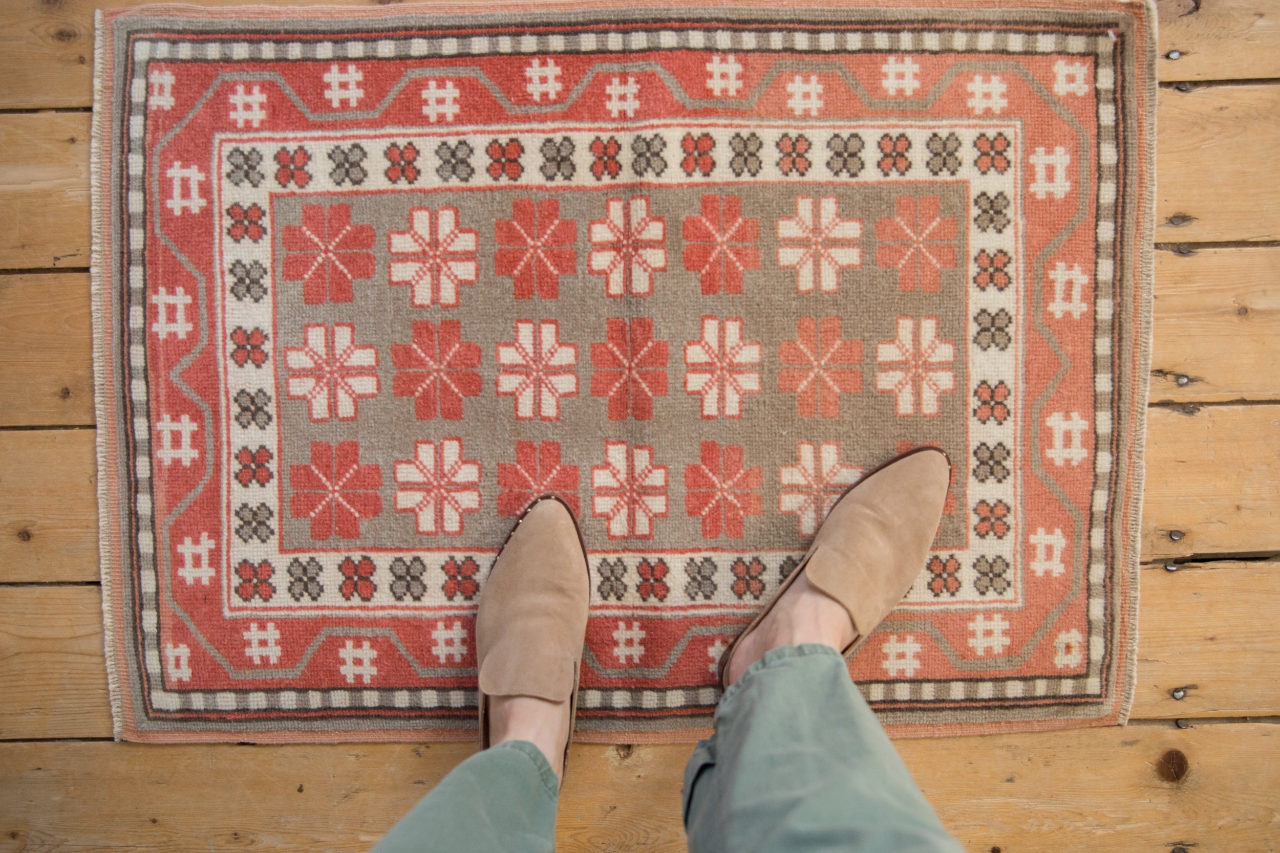 2x3 Vintage Distressed Oushak Rug Mat // ONH Item 10783 Image 1