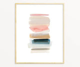 Snoogs & Wilde Art August abstract watercolor print with stacked warm and cool strokes.