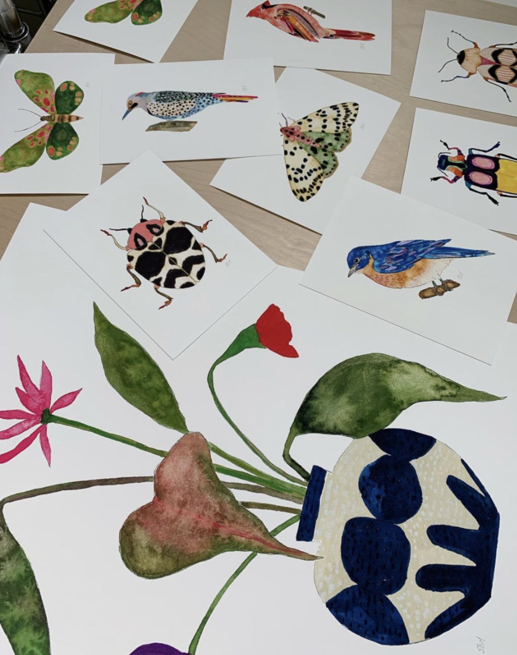 8x10 Snoogs & Wilde Art Blue Vase #2 Print // ONH Item 10815 Image 1