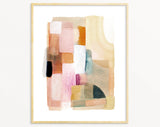 Snoogs & Wilde 8x10 abstract watercolor print with muted, earthy block shapes in a wood frame.