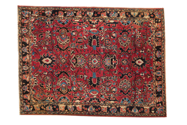 3.5x4.5 Vintage Fine Sarouk Square Rug // ONH Item 10833