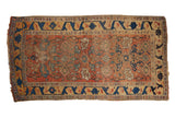 Antique Persian Halvai Bijar runner, madder red Harshang floral field, saffron yellow border.