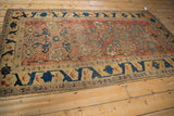 Antique Halvai Bijar rug: rare saffron yellow border, contrasting cobalt blue vine, madder red floral field.