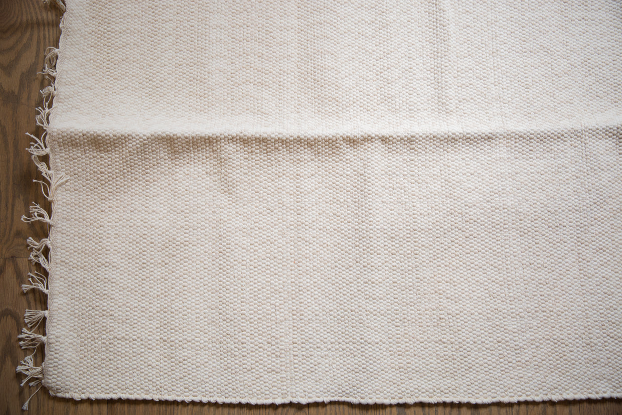2.5x3 Organic Cotton Rag Rug Natural Undyed // ONH Item 10845