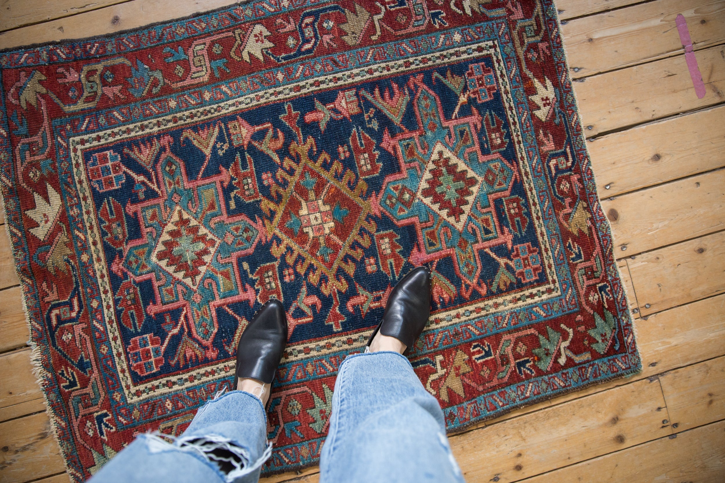 3.5x4.5 Vintage Karaja Square Rug // ONH Item 10846 Image 1