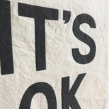 Close-up of black screen-printed 