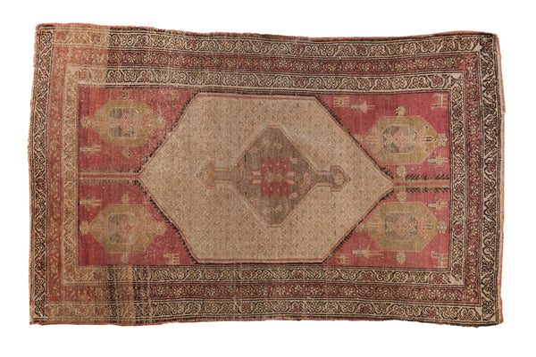 3.5x5.5 Vintage Distressed Kurdish Hamadan Rug // ONH Item 10880