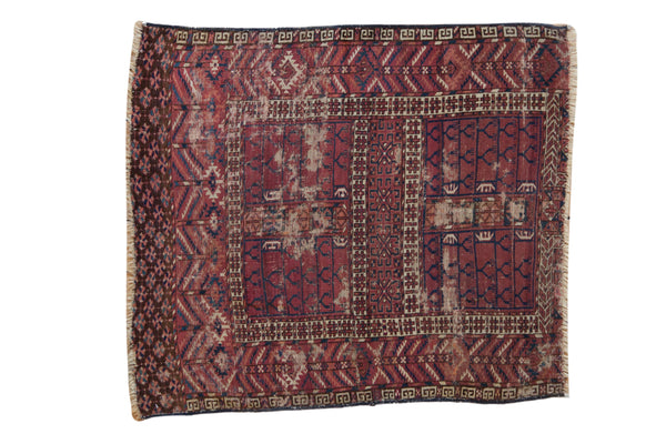 3.5x4 Antique Turkmen Square Rug // ONH Item 10919