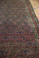 Kurdish Hamadan rug detail, visible knot heads showing shadow boteh on aubergine ground.