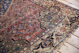 Vintage Malayer rug: faded brick red Herati field with beige turtle Samovar palmette border.