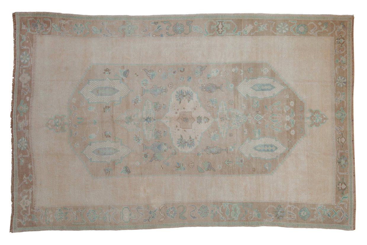 6x9.5 Vintage Distressed Oushak Carpet // ONH Item 10957