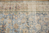 Woven foundation showing through large areas of worn pile on the distressed Meshed carpet.