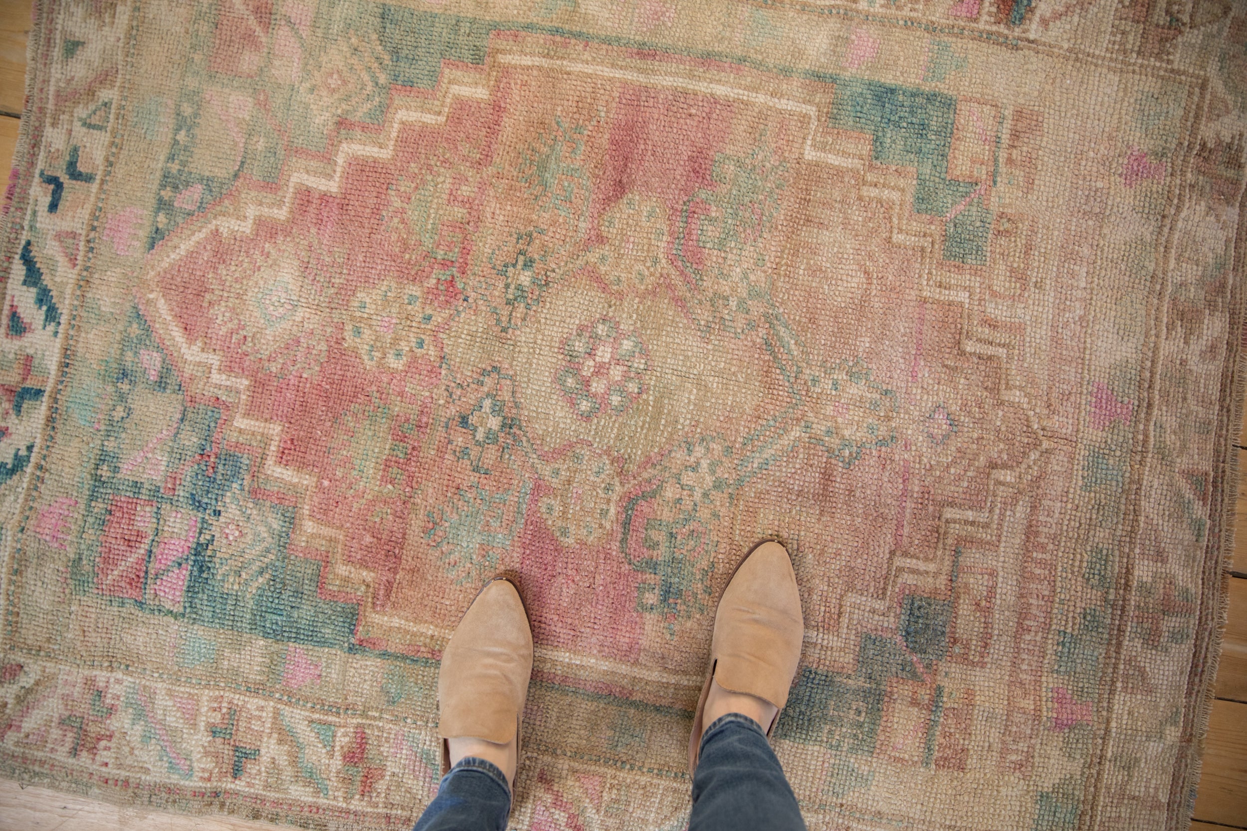 4x4.5 Vintage Distressed Oushak Square Rug // ONH Item 11004 Image 1