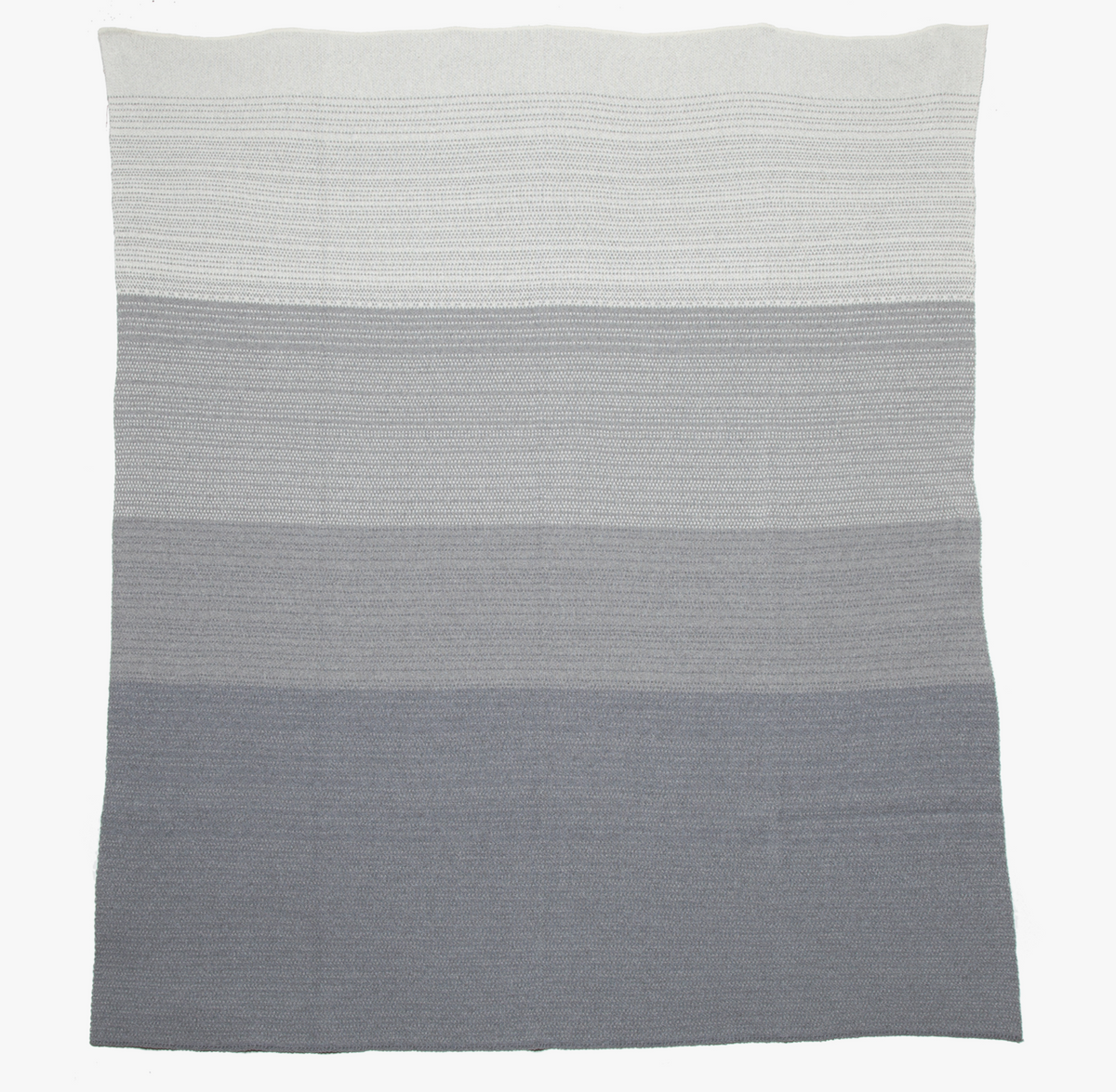 Ombre gray knit blanket featuring smooth horizontal color transitions, 50x60 inches.