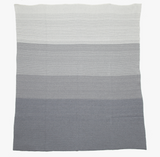 Ombre gray knit blanket featuring smooth horizontal color transitions, 50x60 inches.