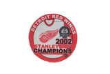 Vintage Detroit Red Wings 2002 Stanley Cup Champions circular felt flag.