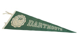 Green felt Dartmouth pennant with prominent cream lettering and collegiate seal.