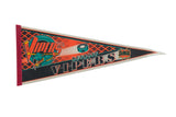 Vintage Detroit Vipers felt pennant with a teal viper mascot and orange hockey graphics.