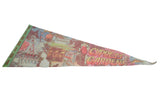 Angled profile of the vintage Cypress Gardens Florida pennant showing its faded graphic collage.