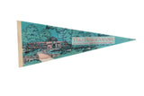 Vintage 1993 Rain Forest Cleveland Metroparks Zoo pennant in teal with a building illustration.