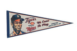 Vintage 2003 Detroit Tigers vs Minnesota Twins felt pennant with a smiling player graphic.