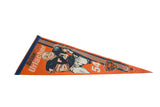 Triangular Brian Urlacher Chicago Bears felt pennant viewed from an overhead angle.