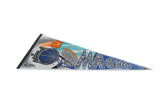 Detail of the manufacturer's mark and 1994 logo on the vintage Orlando Magic felt pennant.