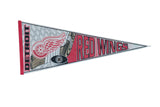 Detroit Red Wings 1994 vintage felt pennant, red and white winged wheel.