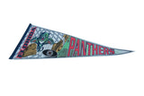 Angled view of the vintage Florida Panthers felt pennant highlighting the retro mascot graphic.