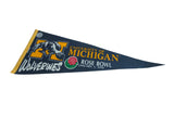 Michigan Wolverines felt pennant, showing the yellow 'M' logo and white 'Wolverines' script.
