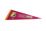 Red vintage Ferris Strong felt pennant with a yellow bulldog mascot graphic.