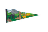 Vintage Yosemite National Park felt pennant with illustrated wildlife and mountain scene, 12x28.