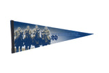 Vintage Notre Dame Four Horsemen blue felt pennant with a photo graphic and classic quote.