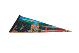 Black steam engine and mountain scene on vintage Manitou Railway felt pennant.