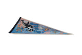 Vintage Shamu and his Crew felt pennant viewed from a side angle.