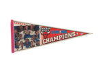 Vintage Chicago Bulls 6 Time Champions felt pennant, player caricatures, team colors, 12