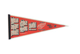 Vintage Detroit Red Wings 2000-2001 schedule felt pennant with team logo and calendar grid.