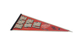 Vintage Detroit Red Wings 2000-2001 schedule pennant seen from an angled perspective.