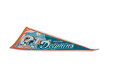 Minor curling at the tip of vintage Miami Dolphins felt pennant.