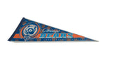 Angled view of the Chicago Bears 75th Anniversary felt pennant showing vintage graphics.