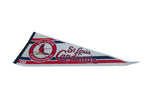 Vintage St. Louis Cardinals felt pennant, red cardinal logo, navy blue edge, light creasing.